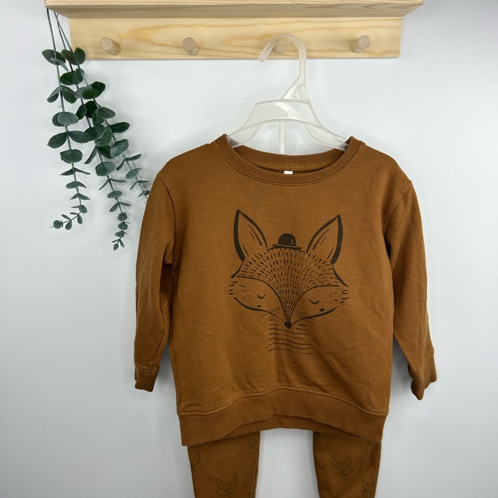 Rylee + Cru Warm Brown Fox Sweatshirt & Jogger Set